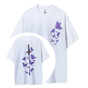 Bandai | Demon Slayer Kochou Shinobu Pure Cotton T-shirt 2026 Summer Anime Printed Loose American Casual Parent Child Short Sleeve Top