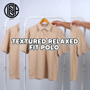 COLLAB by Inspi Textured Relaxed Fit Polo Shirt For Men and Woman Elegant Casual Tops Ribbed Cuff Collection Menswear Semi Formal Wear