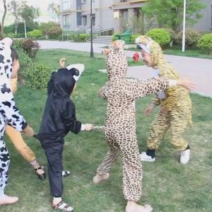 (Ready Stock) Kid Animal Dinosaur Jumpsuit Christmas Onesies Pajamas Monkey Goat Cow Rabbit Tiger Lion Cosplay Costumes