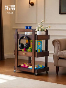 รถเข็นขนาดเล็กสไตล์ย้อนยุคแบบเคลื่อนที่ได้ ชั้นวางของสำหรับใช้ในบ้าน ตู้เย็น เรียกได้ว่าเป็นชั้นวางของหลายฟังก์ชัน รถเข็นสำหรับเก็บของ ชั้นวางของขนาดเล็ก รถเข็นขนาดเล็ก