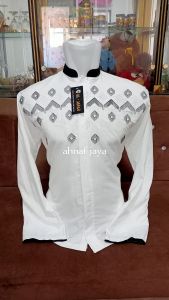 Cod Promo Baju Koko Putih Pria motif bordir random  Lengan Panjang Murah Baju Koko Putih Pria Dewasa Lengan Panjang/Koko Putih  motif bordir random Pria Dewasa Grosiran
