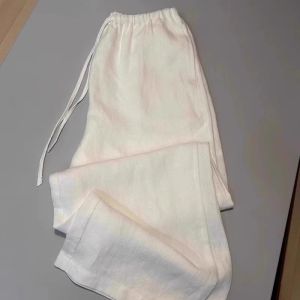 Quần Ống Đứng Vải Lanh Cỡ Lớn 300 Pound Phong Cách Lười Biếng Đơn Giản Thường Ngày Rộng Rãi Mùa Hè Thời Trang Quần Ống Rộng