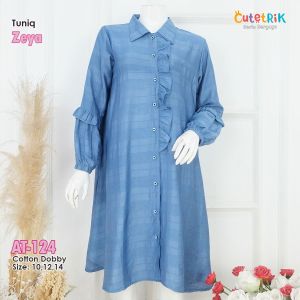ATASAN TUNIK ANAK PEREMPUAN KIDS AND TEEN KOREAN LOOKS TEEN SERIES !! ANAK TANGGUNG REMAJA TUNIK ZEYA BY CUTETRIK POLOS PLAIN SIMPEL CASUAL ANAK TANGGUNG TEENAGER WARNA BIRU