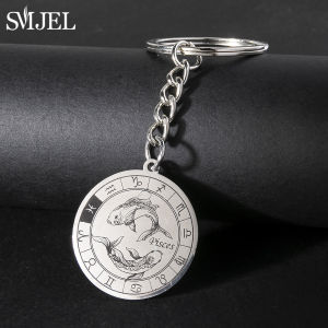 Creative Constellation Jewelry Key Ring 12 Zodiac Sign Keychain for Men Metal Round Pendant Key Chain Accessories Birthday Gift