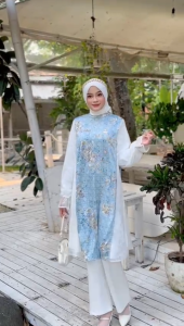 MDLY Baju Tunik atasan wanita /Tunik motif Printing Kombinasi Exclusive Brocade/Daylaa Tunic by MDLY