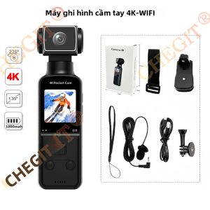 Camera Hành Động Pocket 5K/4K Ultra HD EIS Với Màn Hình LCD 1.33 Inch Ống Kính Xoay WiFi Dành Cho Ngoài Trời Đạp Xe & Mô Tô