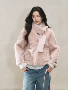 YIKEXIAOYEMEI | Áo Khoác Ngắn Thời Trang Màu Hồng Glamorous