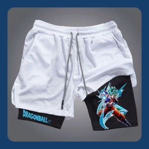Bandai | Dragon Ball Anime Peripheral GOKU Printed Double-layer Shorts 2025 American Mens Sports Summer Loose Breathable Pants
