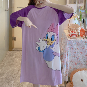 Đồ Ngủ Cotton Mùa Hè in Họa Tiết Hoạt Hình Cho Nữ Đồ Ngủ Thoải Mái Cho Phụ Nữ Mang Thai Cỡ Lớn Quần Áo Mặc Nhà