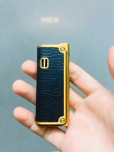 Bật Lửa Gas Khè Bọc Da Viền Vàng Lửa 1 Tia ( Xài Gas - Lửa Khò) Màu Đen - Nâu