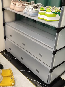 HETEE Dustproof Shoe Cabinet  Removable Cover  Stackable Shoe Storage  Organizer Cabinet For Home Office