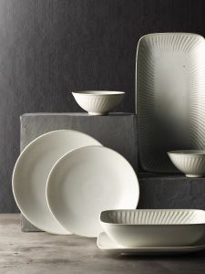 Handmade Ceramic Dining Set Vintage Glaze Undercolor Rice Bowl Soup Face Plate Deep Dish High Aesthetic Value Nine Earth