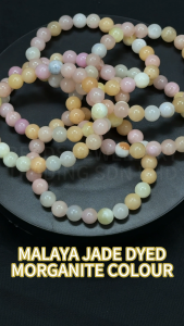 Natural Malaysia Jade Stone Bracelet (Dyed & Heated) Light Morganite Candy Colour Round Fashion Accessories Women Girl Cute Crystal Bracelet