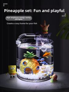 CHONGXIAOSHUAI | Clear Glass Round Desktop Fish Tank