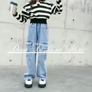 Celana Cargo Jeans Anak Panjang - Celana Jeans Anak Perempuan dan Laki-laki Usia 3-5 Tahun - COD