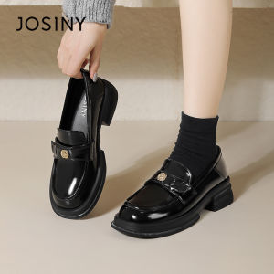 Josiny | Thick Soled Loafers Black Womens Shoes