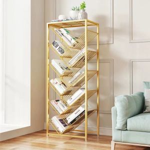 Simple Modern Iron Art Floor-Standing Bookshelf Multi-Layer Book Storage Rack Tree Shape Bookcase for Students Easy Assembly