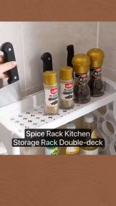 2 Tier Spice Rack for Kitchen Cabinet and Work Top Organizer Condiments Rack