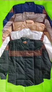 Baju Koko Pria Dewasa Lengan Panjang Cotton Adem Nyaman Dipakai Kombinasi Batik