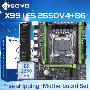 SOYO | SOYO X99 TPM2.0 Motherboard Set With LGA2011-3 CPU E5 2650 V4 DDR4 8GB 2133MHZ Memory M.2 SATA3.0 USB3.0 Computer components