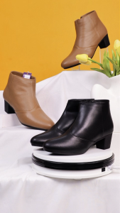 HCM - Giày Boot Hạnh Dung Khóa Kéo May HD29205AY