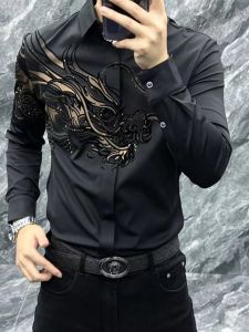 Áo Sơ Mi Nam Dài Tay Thời Trang Mùa Thu Mới Áo Sơ Mi Công Sở Nam Ôm Vừa Vặn Không Để Lại Dấu Vết Cao Cấp Có Đính Đá Thường Ngày