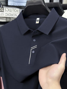 Summer Mens Polo Shirt Short Sleeve Ice Silk Loose Turn-down Collar Solid Color Comfortable Fashionable Casual Cotton Blend