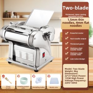 [China Plug Without Adapter] FANGTAITAI | Electric Multi-Function Pasta Maker & Dough Roller Small Stainless Steel