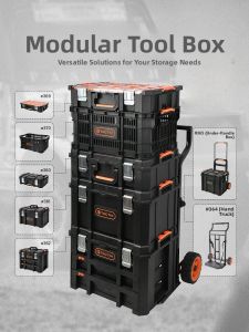 TACTIX Heavy Duty Combination Tool Box Large Size Mobile Multi-Function Tool Carriage Stacking Industrial Style Hardware Storage