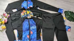 Bikini đồ bơi nữ đi biển 2 mảnh áo dài tay phủ bụng kèm mút mỏng quần lửng ngố kín đáo chất liệu thun lạnh BINSPORTS BHV204