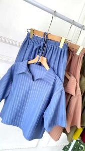 Setelan Baju Wanita Homy Set One Set Hot Pants Crop Top Knit Hornet