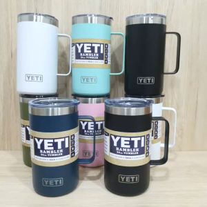 แก้ว 24oz - ด้ามจับหูจับ สแตนเลส304 - การเก็บอุณหภูมิความสวยงาม ร้อน พื้นแบบหนา ผิวด้านหน้าทราย สีไม่ลอก - สีพื้นแบบหนา แก้ว 20oz แก้ว 30oz