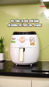 Nồi Chiên Không Dầu SHIMONO SM-AF608C 6L 1800W Khay Chiên Chống Dính Chuẩn LFGB (Đức) và FDA (Mỹ)