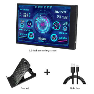 Without AIDA64 3.5 Inch IPS PC Secondary Screen Monitoring CPU GPU Temperature RAM HDD Mini Display Case Sub Panel DIY Theme