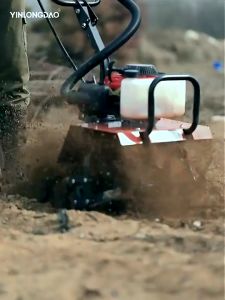 Micro Tillage Machine Outdoor Gasoline Small Rotary Tiller Multi-Functional Agriculture And Garden Gasoline Rotary Tiller Ditching Walking Wheel Lawn Mower Micro Tillage Machine Soil Turning Rotary Tillage Machine Soil Turning Reclamation