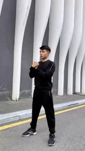 Bộ nỉ nam thể thao S2 SPORT thu đông trơn cotton USA cổ tròn quần jogger cạp chun có dây rút bo gấu giữ ấm tốt - BN05