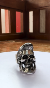 Pewterland Ringskull Frigus Cincin Tengkorak 3D Bahan Logam Timah Pria dan Wanita