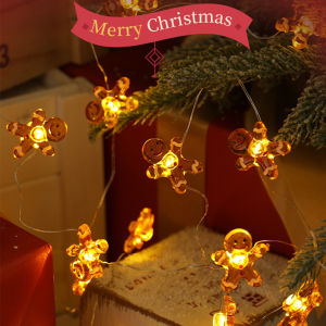 Gingerbread Man LED String Lights for ChristmasThanksgivingHolidayInterior Decor with Santa Claus Theme Holiday Decor Light