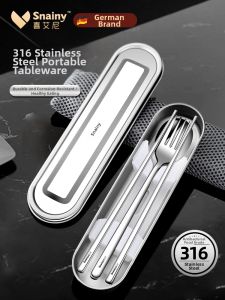 Snainy | 316 Stainless Steel Portable Student Tableware Set