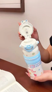 《 𝗧𝗨𝗧𝗨𝗣 𝗙𝗟𝗜𝗣 》 600ml Cute 316 Stainless Steel Insulated Vacuum Flask Thermos Botol Termos NWD