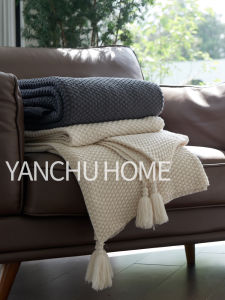 ผ้าห่มพู่ใหญ่ นอนกลางวัน รูปวินเทจสไตล์ ผ้าห่มปลายเตียง สำหรับโฮม ผ้าห่มสำหรับคลุมปลายเตียง ผ้าปูเตียง ผ้าห่มโซฟา ผ้าห่มสำหรับการแสดงผ้า หรือมือถือ