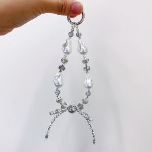 Xiaohongshu Same Style Baroque Bows Mobile Phone Charm TikTok Ruby Shell Same Crystal Phone Case Pendant New