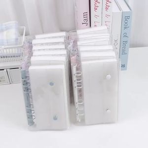 A6 Size Budget Binder Cover Clear Glitter PVC Binder Refillable Notebook for Photos Pictures Albums Organizer Planner Folder
