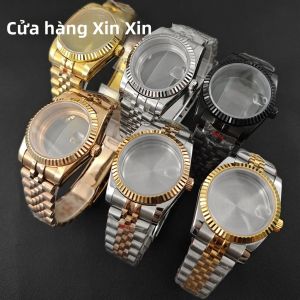 Vỏ Đồng Hồ S Crown 36MM/40MM Với Kính Sapphire Dây Đeo Thép Không Gỉ Kiểu Jubilee Phụ Kiện Độ Chế SKX Dành Cho Máy NH34 NH35 NH36 NH38 NH70 4R35 ETA2824