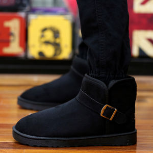Red Fleece Lined High Top Mens Shoes Winter Warm Sports Casual Trendy Cotton Shoes Chinese Zodiac Year Matching Loafers