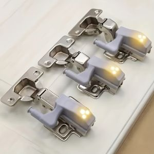 10-Pack Easy-To-Install Hinge Lights Automatic Opening Cabinet Door Led Lights Matte Plastic Semi-Embedded Installation Button Control Non-Rechargeable Suitable for Home and Office Lighting Under-Cabinet Lighting |   Matte Light