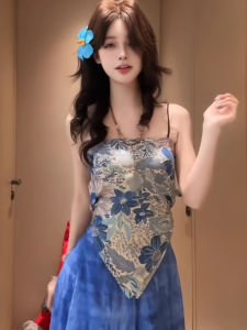 chaqi | Áo ba lỗ in hoa cổ điển phong cách Trung Hoa mới cho nữ mùa hè thiết kế mới mặc trong và ngoài ngắn