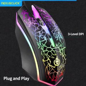 NexusClick S620 Gaming Mute MouseCute RGB Gamer 3 Buttons Mice Optical Office Computer Mouse For Desktop Laptop Ergonomic Gamer