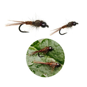 9PCS #14 #16 #18 Bead Head Hares Ear Pheasant Tail Nymph Lure Artificial Fly Fishing Bait for Trout Whitefish Panfish Grayling