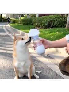 Pet Bottle Feeder Botol Minum Portable Tempat Makan Travel Anjing Kucing 2 In 1 Warna Putih
